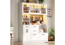 Flieks Küchenbuffet Hochschrank Weiß mit LED-Beleuchtung und Steckdosen Bild 5