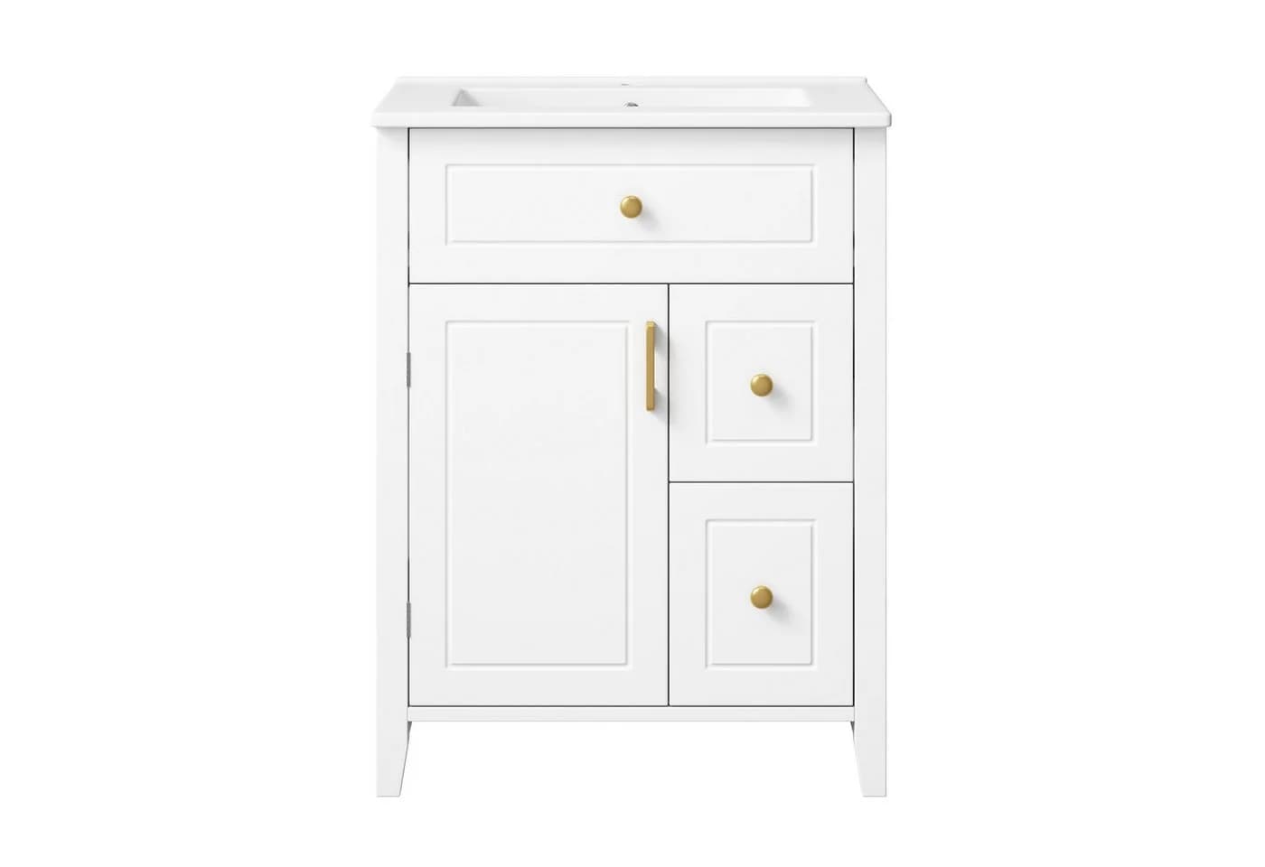 Flieks Waschtischunterschrank mit Keramik-Waschbecken Weiß Soft-Close - Bild 4