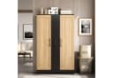 Flieks Hochschrank Schwarz/Natur 4 Schubladen Türregale Bild 3