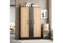 Flieks Hochschrank Schwarz/Natur 4 Schubladen Türregale Bild 5