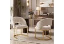 Flieks Esszimmerstuhl Freischwinger 6er Set Beige Gold Bouclé Bild 1