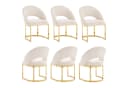 Flieks Esszimmerstuhl Freischwinger 6er Set Beige Gold Bouclé Bild 3