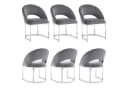 Flieks Esszimmerstuhl Freischwinger 6er Set Samtstoff Grau Silber Bild 3