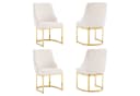 Flieks Polsterstuhl Esszimmerstühle Freischwinger 4er Set Samtstoff Beige&Gold Bild 1