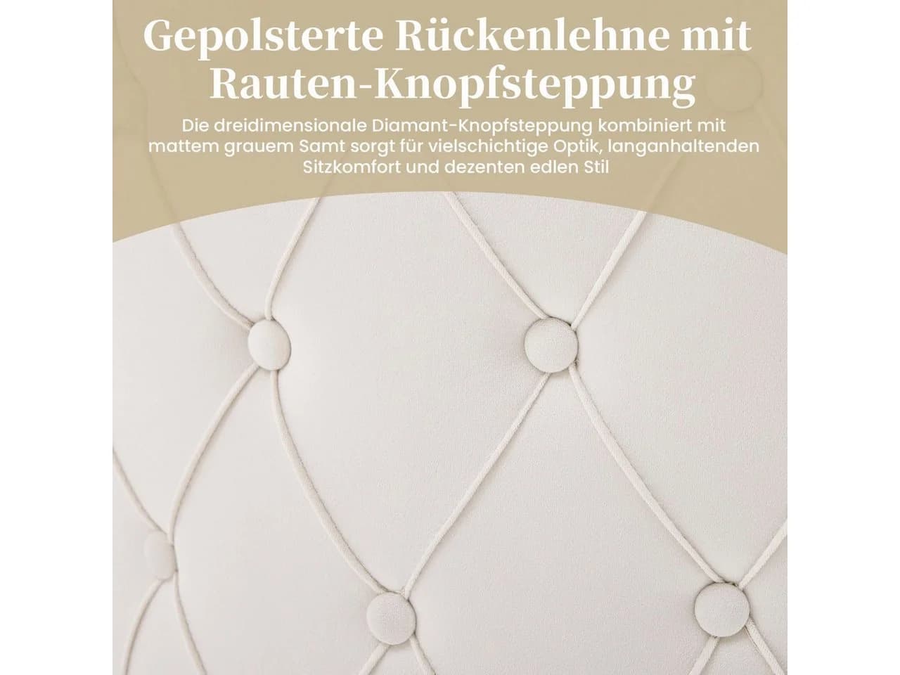 Flieks Polsterstuhl Esszimmerstühle Freischwinger 4er Set Samtstoff Beige&Gold - Bild 4