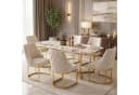 Flieks Polsterstuhl Esszimmer Freischwinger 6er Set Samt Beige&Gold Bild 2
