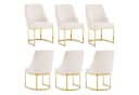Flieks Polsterstuhl Esszimmer Freischwinger 6er Set Samt Beige&Gold Bild 3