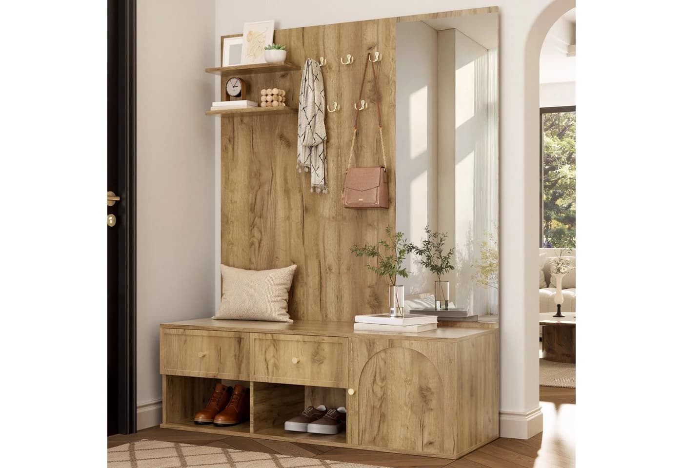 Flieks Wandgarderobe mit Schubladen, Sitzbank & Spiegel - Bild 2