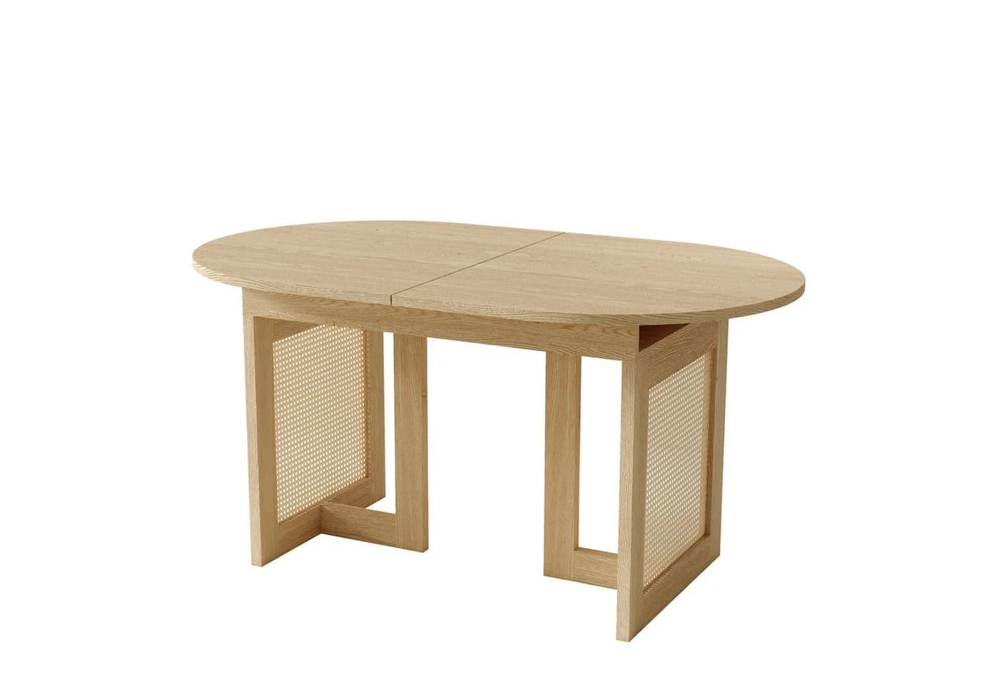 Flieks Esstisch ausziehbar Rattan Holzoptik Beige Oval - Bild 5
