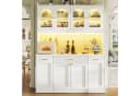 Flieks Küchenbuffet Hochschrank Weiß mit LED-Beleuchtung und 4 Glastüren Bild 1