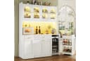 Flieks Küchenbuffet Hochschrank Weiß mit LED-Beleuchtung und 4 Glastüren Bild 2