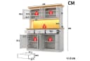 Flieks Küchenbuffet Hochschrank Weiß mit LED-Beleuchtung und Glastüren Bild 5