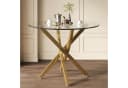 Flieks Runder Esstisch Glas Metall Gold Modern Bild 1