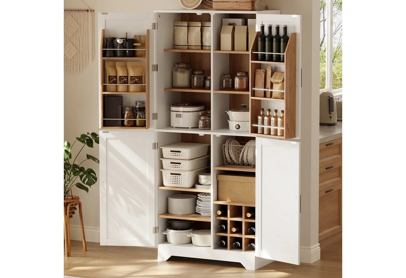 Flieks Hochschrank Weiß mit Scheunentor-Türen & Weinregal - Bild 5