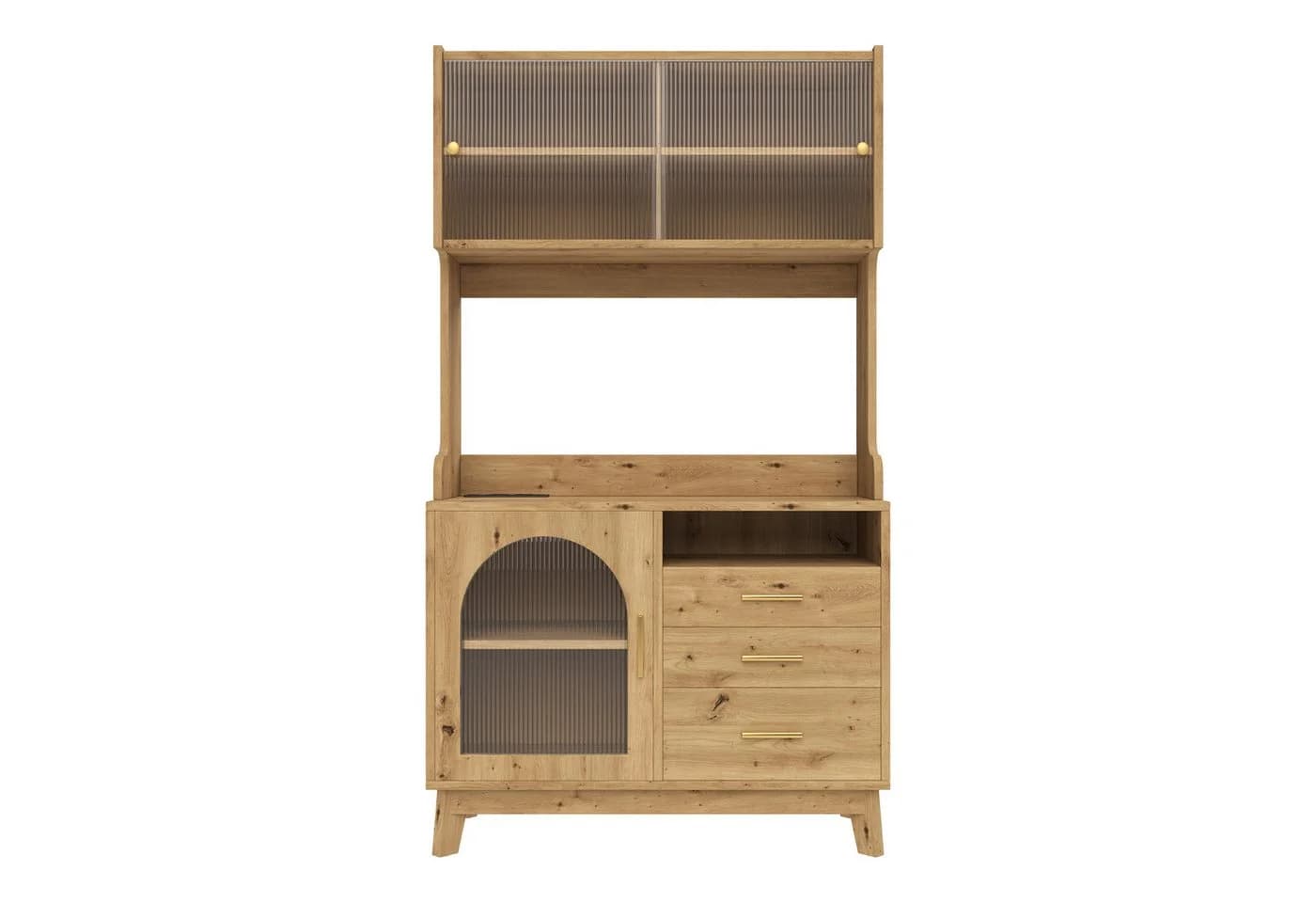 Flieks Küchenbuffet Hochschrank mit Steckdosen und Schubladen - Bild 4