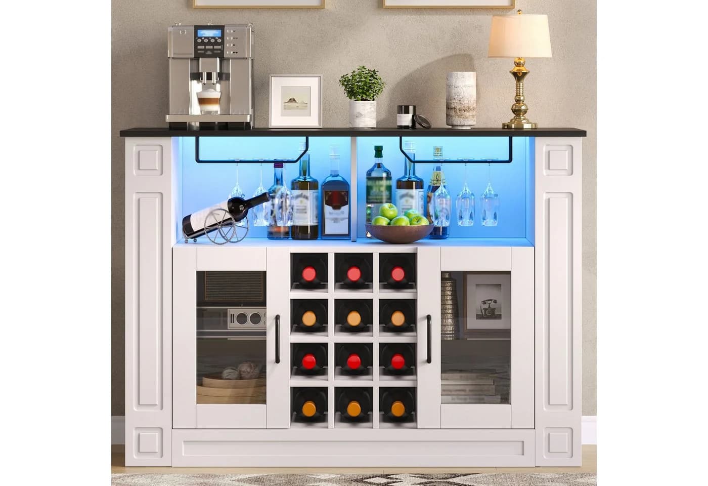 Flieks Weinschrank Highboard Weiß mit LED-Beleuchtung - Bild 3
