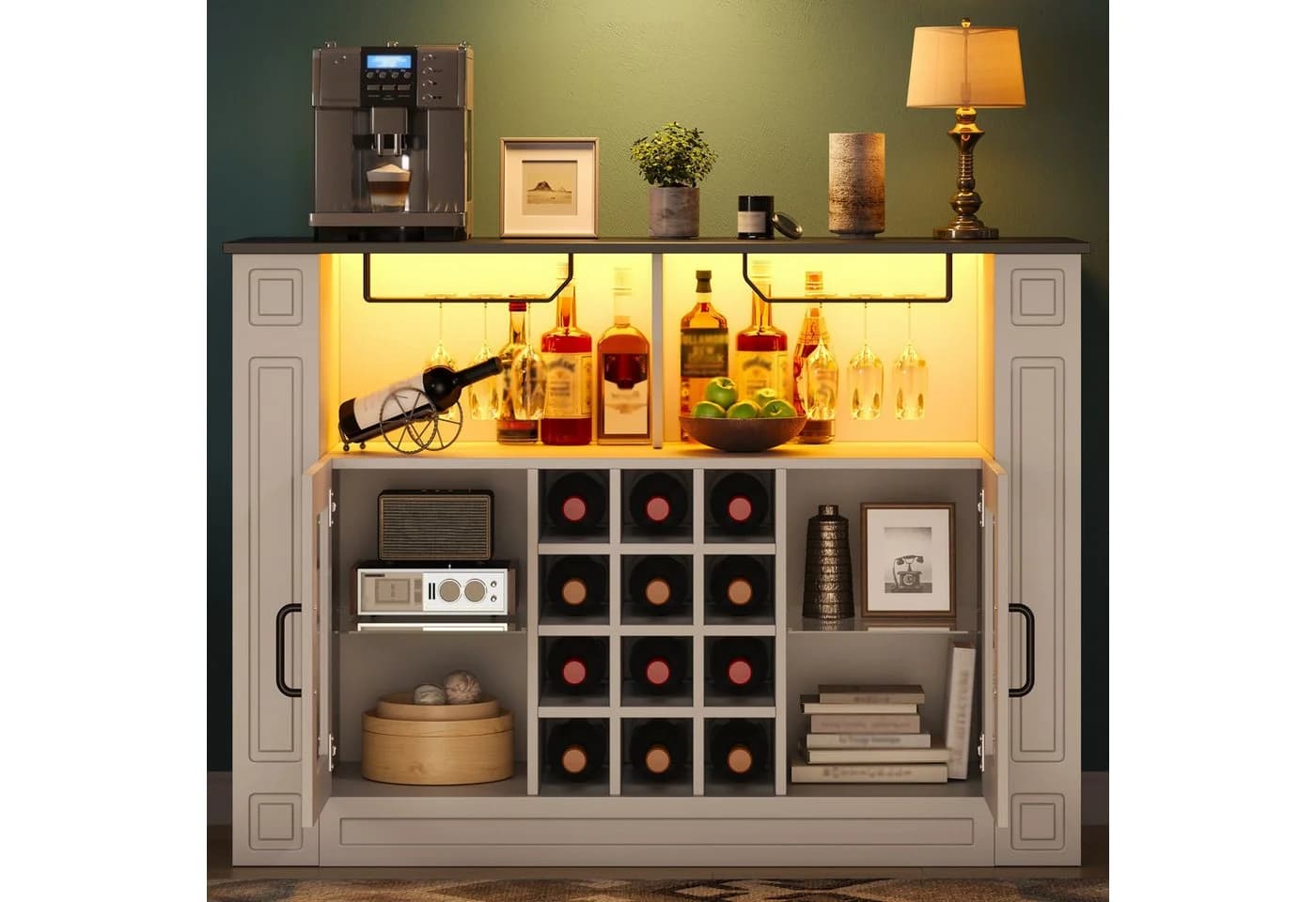 Flieks Weinschrank Highboard Weiß mit LED-Beleuchtung - Bild 4