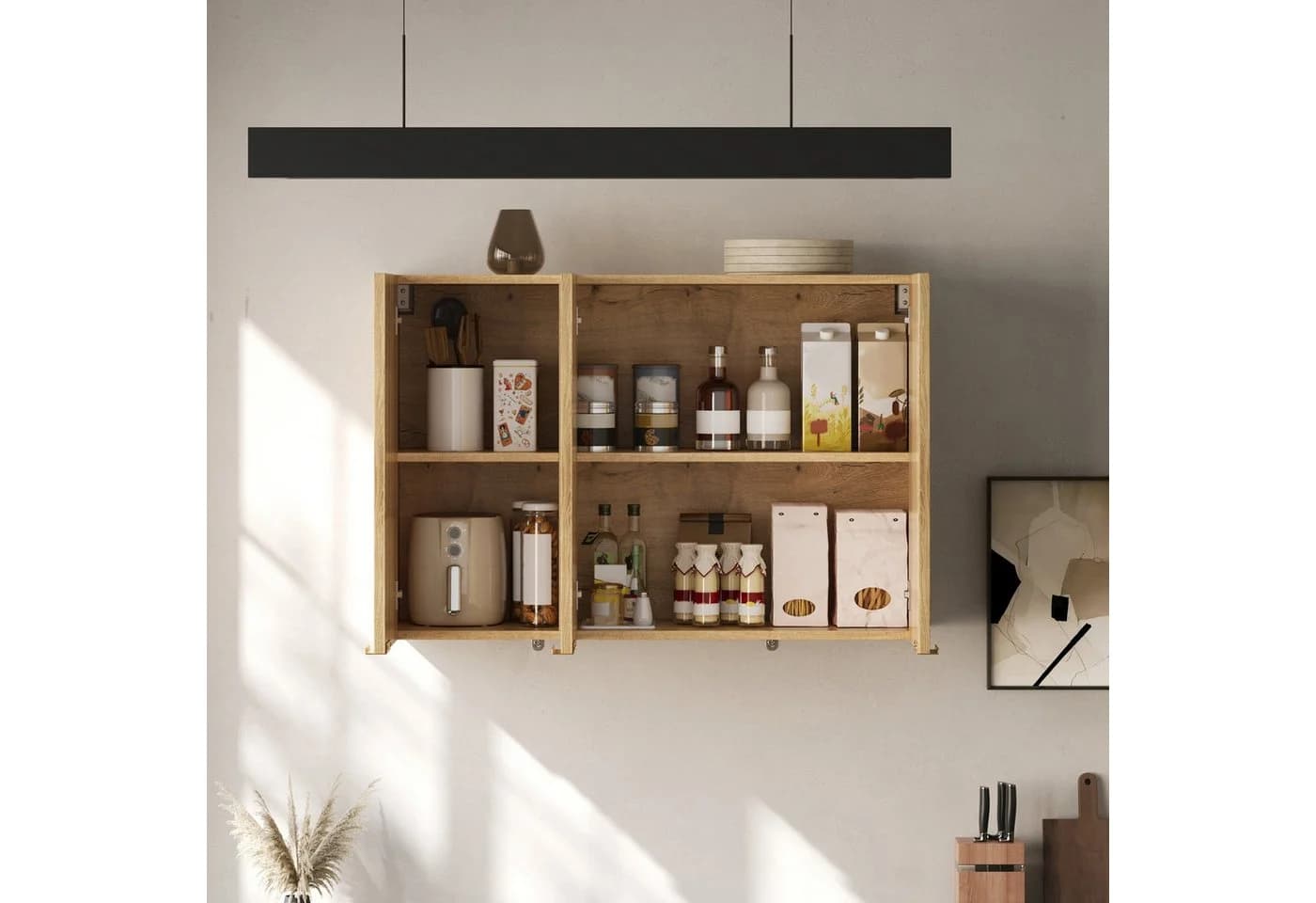 Flieks Hängeschrank 3 Türen Wandmontage Natur Modern
