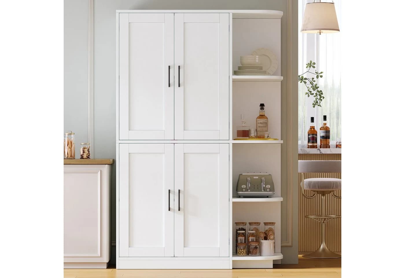 Flieks Hochschrank Eckschrank Weiß 4 Türen - Bild 4