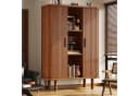 Flieks Hochschrank mit Schiebetüren 9 Fächer Massivholzbeine Walnussholz Bild 2