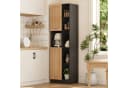 Flieks Hochschrank Eckschrank 6 Regale 2 Türen Natur & Schwarz Bild 3