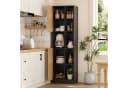Flieks Hochschrank Eckschrank 6 Regale 2 Türen Natur & Schwarz Bild 4