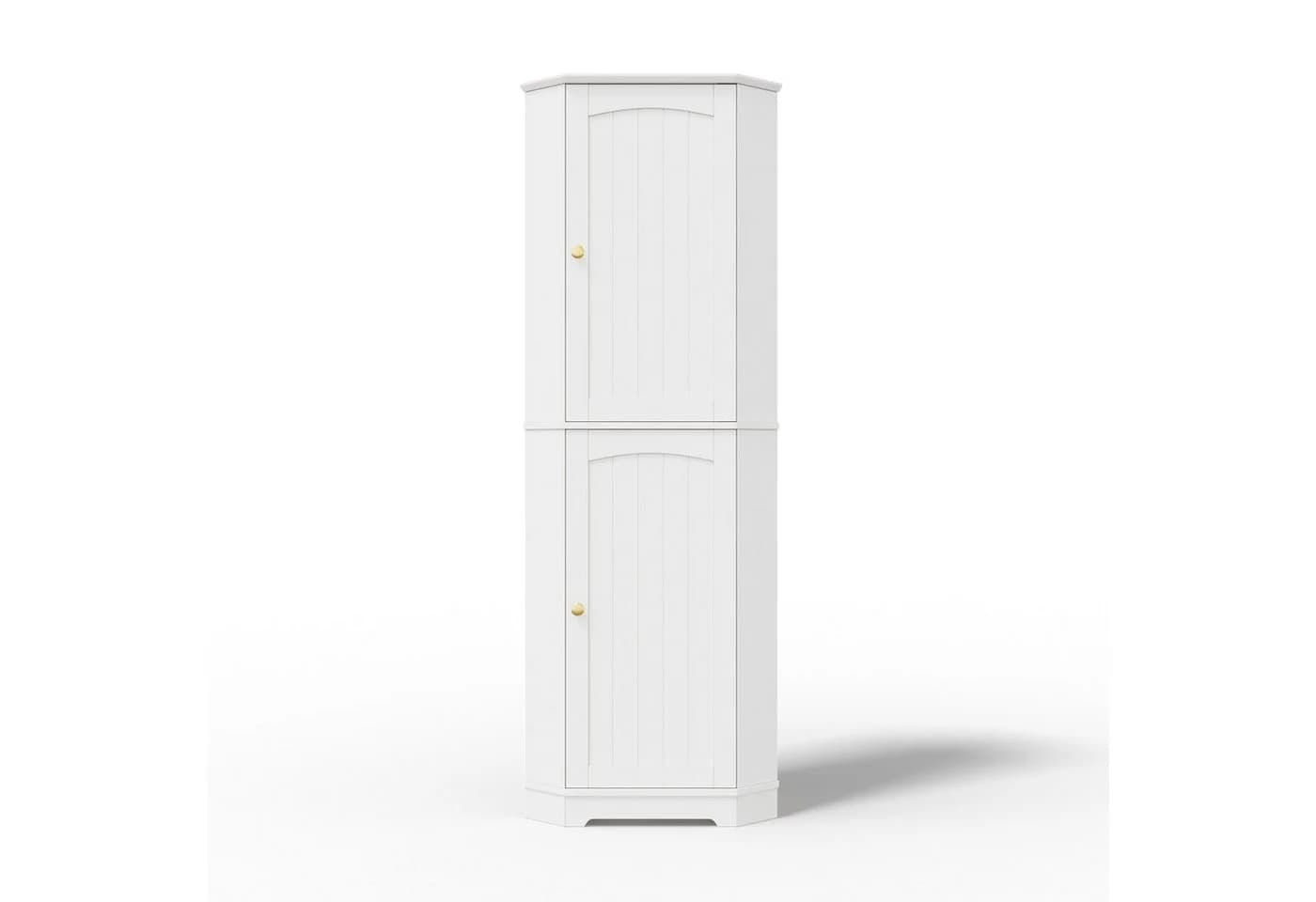Flieks Eckschrank Hochschrank Weiß L-förmig 2 Türen 6 Fächer - Bild 4