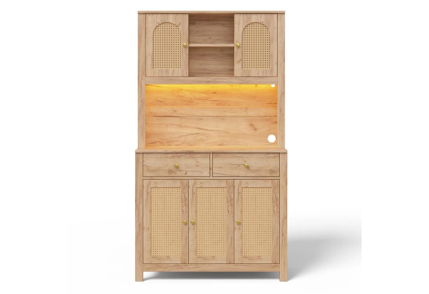 Flieks Küchenbuffet Hochschrank mit LED-Beleuchtung und Steckdosen - Bild 4