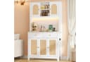 Flieks Küchenbuffet Hochschrank Weiß mit LED, Steckdosen & Rattan Bild 2