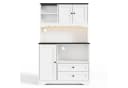 Flieks Küchenbuffet Hochschrank Schwarz/Weiß mit LED, Steckdosen & Haken Bild 5