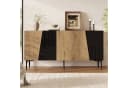 Flieks Sideboard 4 Türen 3 Schubladen Holzoptik Schwarz Bild 1
