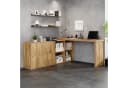 Flieks L-förmiger Schreibtisch 360° drehbar mit Schubladen beige Bild 2