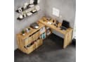 Flieks L-förmiger Schreibtisch 360° drehbar mit Schubladen beige Bild 3