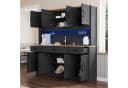 Flieks Küchenbuffet Hochschrank Schwarz mit LED, Steckdose & Gläserhalter Bild 1