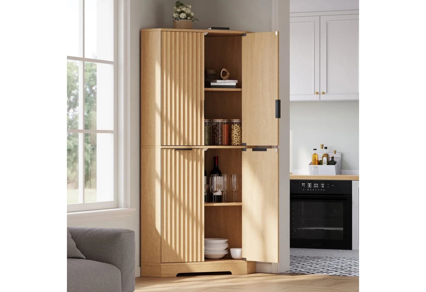 Flieks Eckschrank 4-türig Beige MDF Metall - Bild 3