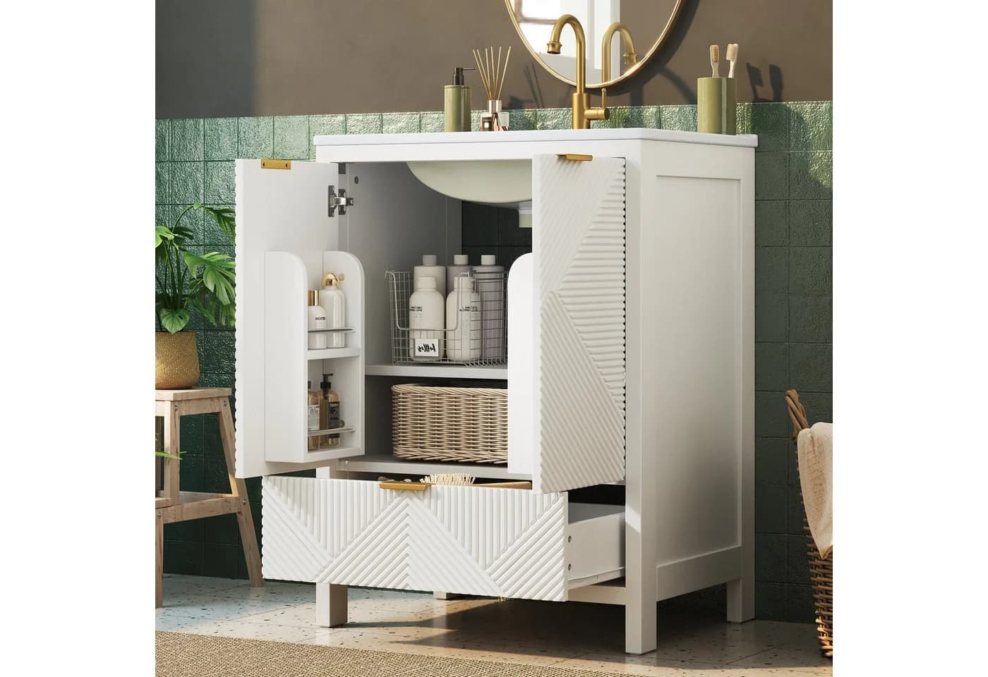 Flieks Waschtischunterschrank mit Waschbecken Weiß Soft-Close - Bild 2