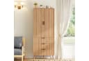 Flieks Hochschrank Vorratsschrank mit Schubladen und Massivholzbeinen Natur Bild 3