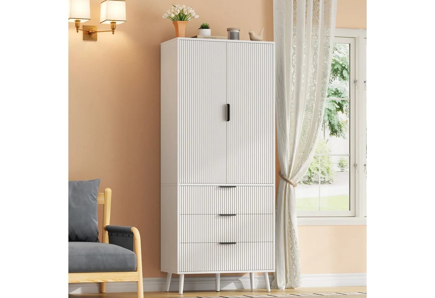 Flieks Hochschrank Vorratsschrank Weiß mit Schubladen & Einlegeböden - Bild 2
