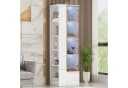 Flieks Glasvitrine Hochschrank Eckvitrine mit LED-Beleuchtung Hochglanz Weiß Bild 1