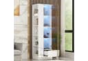 Flieks Glasvitrine Hochschrank Eckvitrine mit LED-Beleuchtung Hochglanz Weiß Bild 2