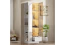 Flieks Glasvitrine Hochschrank Eckvitrine mit LED-Beleuchtung Hochglanz Weiß Bild 4