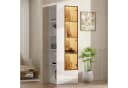 Flieks Glasvitrine Hochschrank Eckvitrine mit LED-Beleuchtung Hochglanz Weiß Bild 5