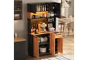 Flieks Küchenbuffet Hochschrank Holzoptik Schwarz mit LED & Steckdosen Bild 1