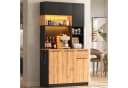 Flieks Küchenbuffet Hochschrank Holzoptik Schwarz mit LED & Steckdosen Bild 2