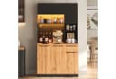 Flieks Küchenbuffet Hochschrank Holzoptik Schwarz mit LED & Steckdosen Bild 3