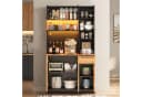Flieks Küchenbuffet Hochschrank Holzoptik Schwarz mit LED & Steckdosen Bild 4