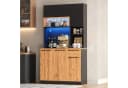 Flieks Küchenbuffet Hochschrank Holzoptik Schwarz mit LED & Steckdosen Bild 5