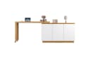 Flieks Schreibtisch 360° drehbar mit Rollen & Mehrzweckschrank Weiß/Eichenoptik Bild 3