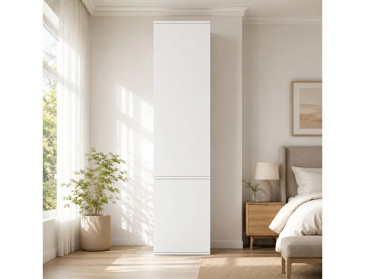 Flieks Hochschrank Weiß 6 Ebenen Multifunktionsschrank mit 2 Türen - Bild 3