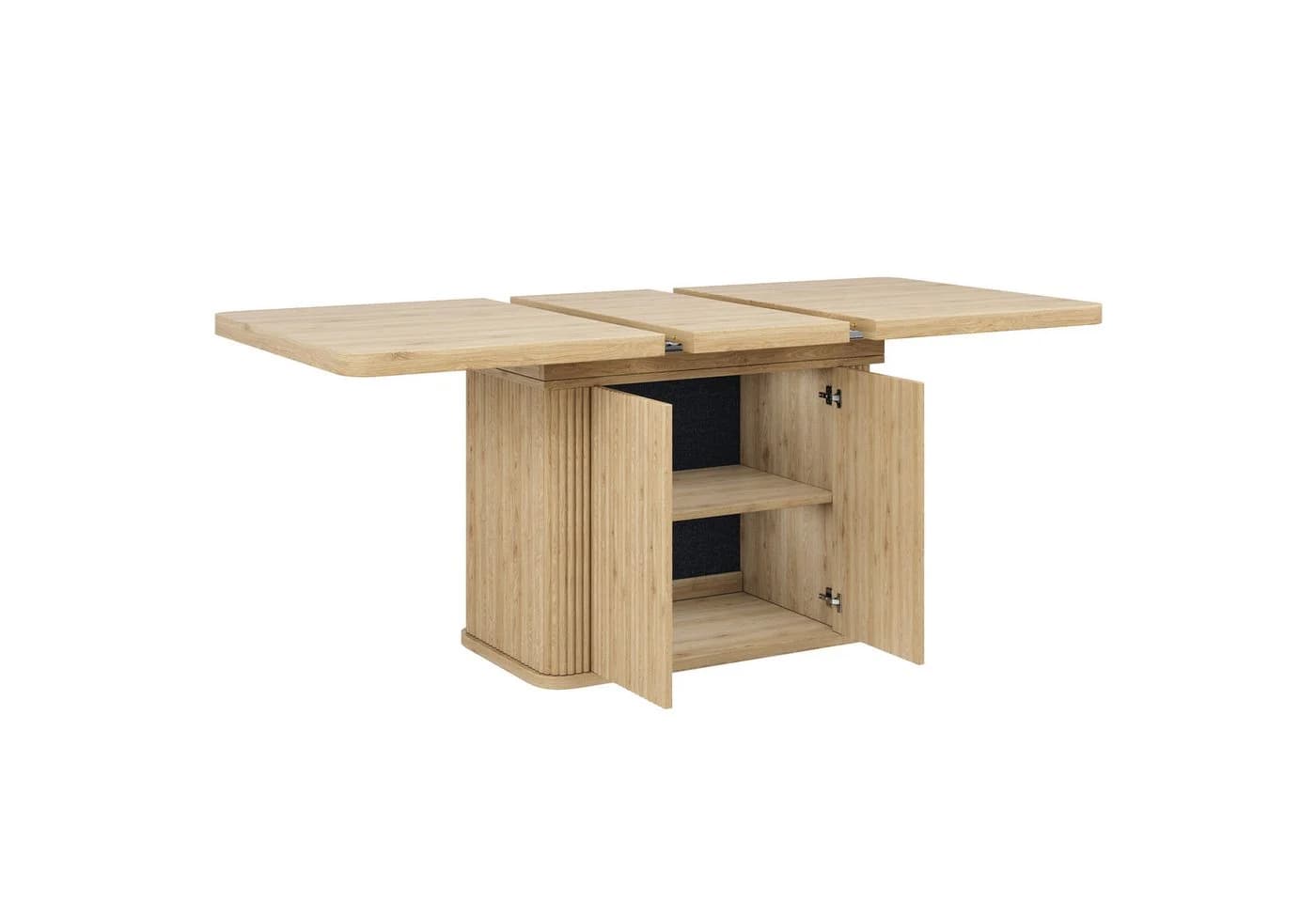 Flieks Ausziehbarer Küchentisch mit Stauraum Holzoptik Beige - Bild 5